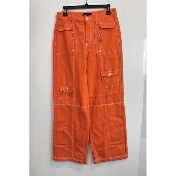 Forever 21 Orange Cargo Pants size M - Picture 2 of 7